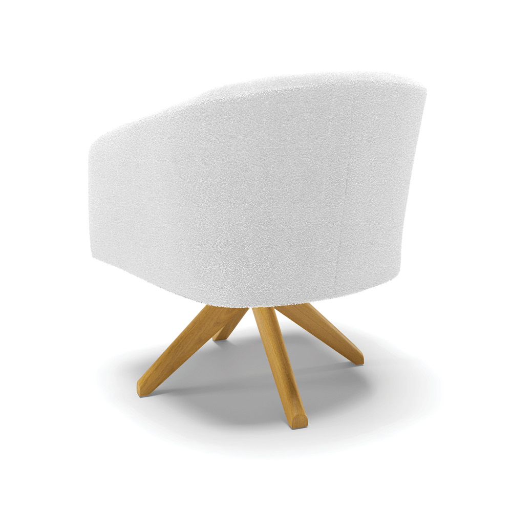 Kit 2 Poltronas Giratória Stella Bouclê Off White Base de Madeira MA30 - D'Rossi