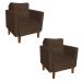 Kit 2 Poltronas Livia Suede Marrom Pés Chanfrado Castanho - D'Rossi