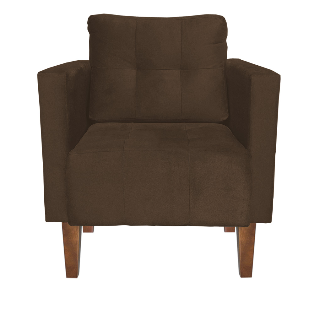 Kit 2 Poltronas Livia Suede Marrom Pés Chanfrado Castanho - D'Rossi