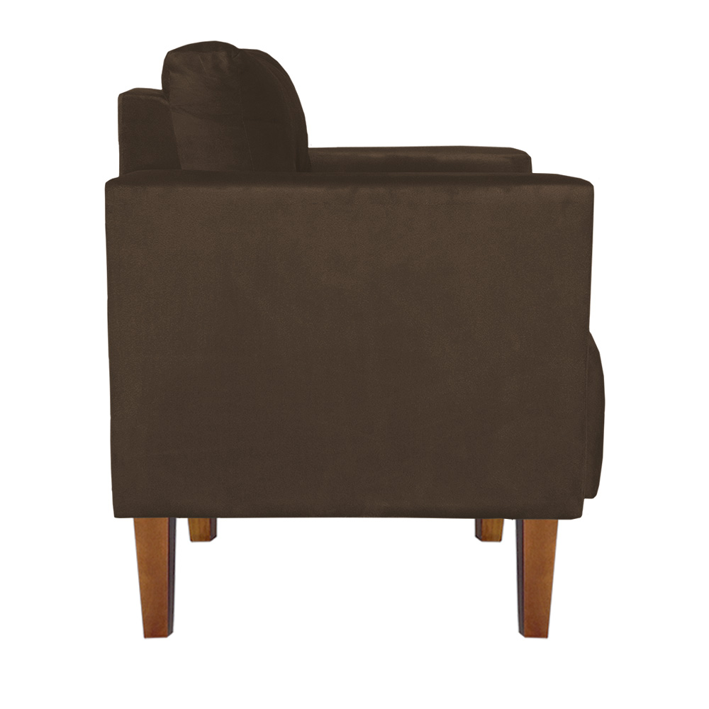 Kit 2 Poltronas Livia Suede Marrom Pés Chanfrado Castanho - D'Rossi