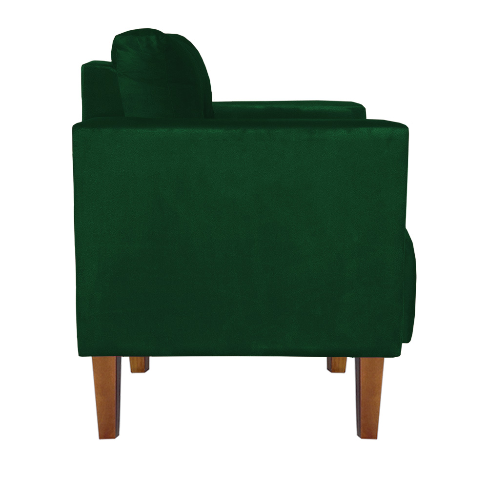 Kit 2 Poltronas Livia Suede Verde Pés Chanfrado Castanho - D'Rossi