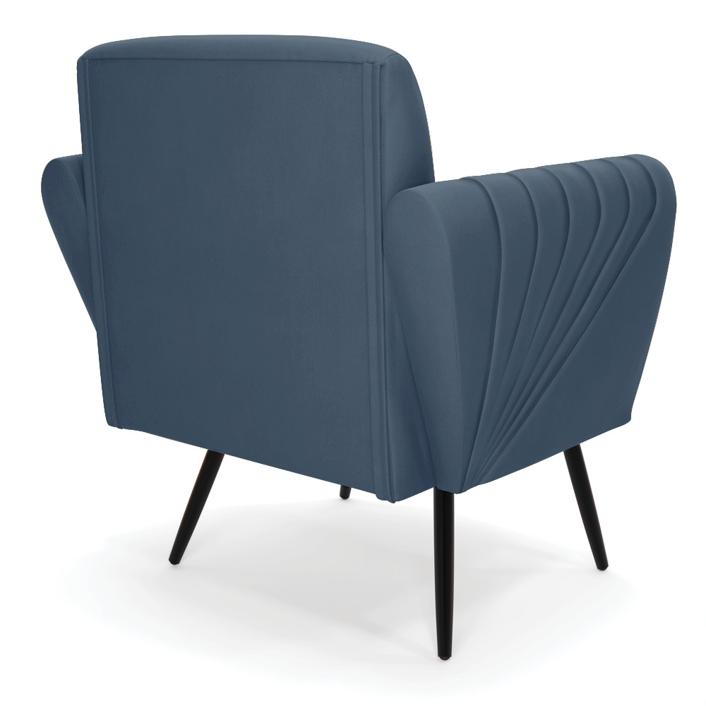 Kit 2 Poltronas Pés Palito de Ferro Bruna Suede Azul Marinho - D'Rossi