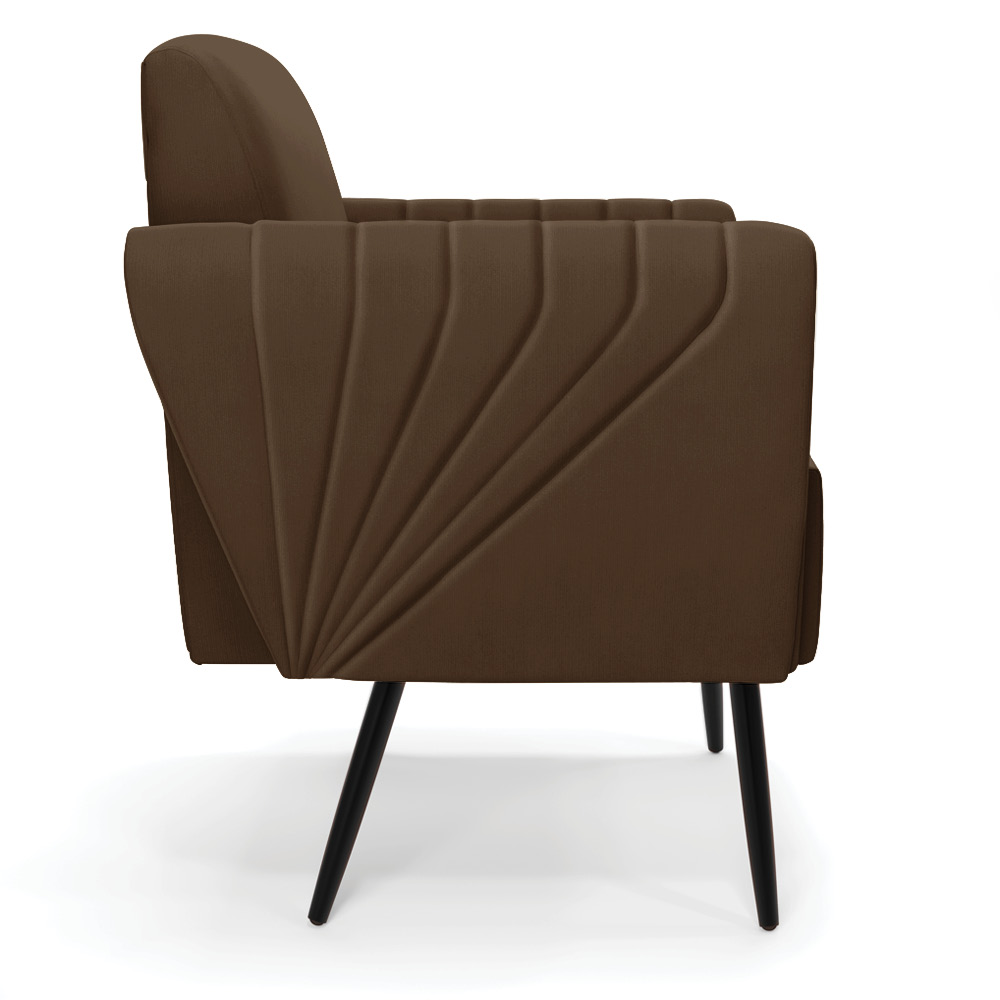 Kit 2 Poltronas Pés Palito de Ferro Bruna Suede Marrom - D'Rossi