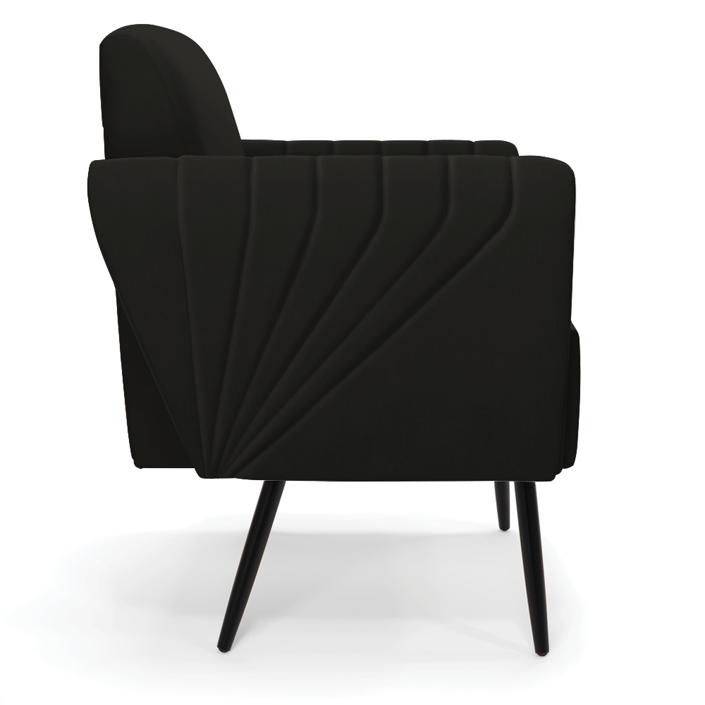 Kit 2 Poltronas Pés Palito de Ferro Bruna Suede Preto - D'Rossi