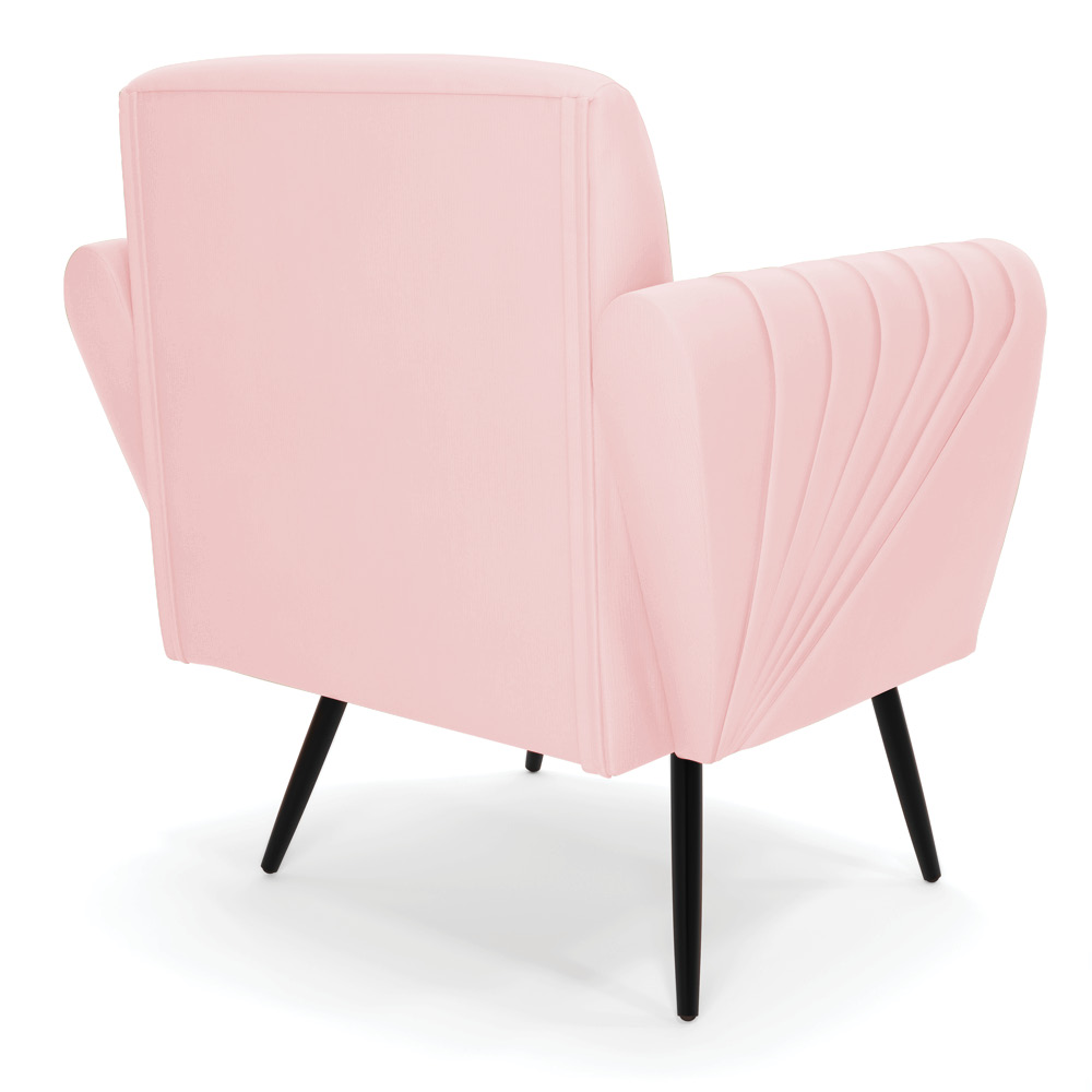 Kit 2 Poltronas Pés Palito de Ferro Bruna Suede Rosa Bebê - D'Rossi