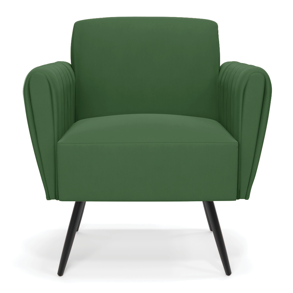 Kit 2 Poltronas Pés Palito de Ferro Bruna Suede Verde - D'Rossi