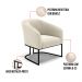 Kit 2 Poltronas Stella Bouclê Bege Base Metálica Industrial Preto - D'Rossi