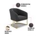 Kit 2 Poltronas Stella Bouclê Grafite Base Metálica Industrial Dourado - D'Rossi