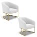 Kit 2 Poltronas Stella Bouclê Off White Base Metálica Industrial Dourado - D'Rossi