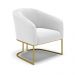 Kit 2 Poltronas Stella Bouclê Off White Base Metálica Industrial Dourado - D'Rossi