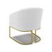 Kit 2 Poltronas Stella Bouclê Off White Base Metálica Industrial Dourado - D'Rossi