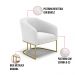 Kit 2 Poltronas Stella Bouclê Off White Base Metálica Industrial Dourado - D'Rossi