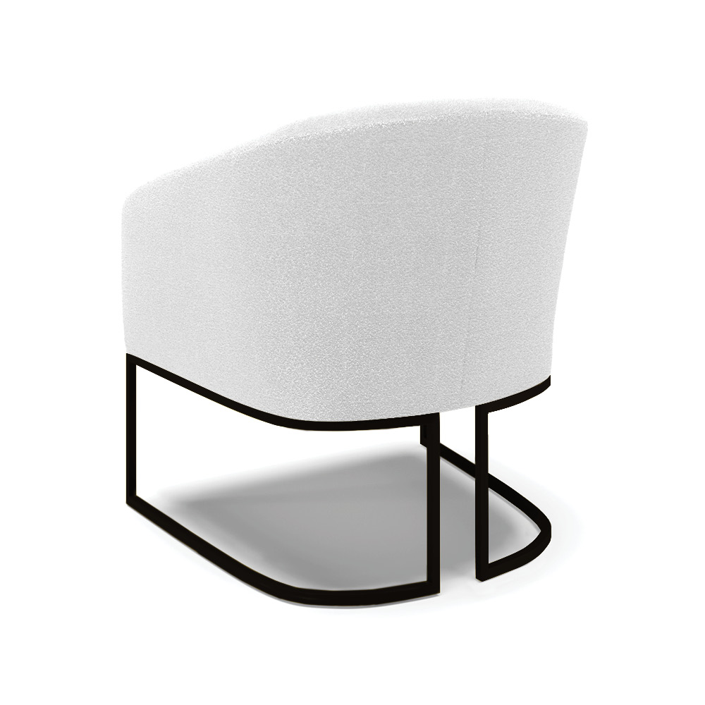 Kit 2 Poltronas Stella Bouclê Off White Base Metálica Industrial Preto - D'Rossi