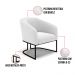 Kit 2 Poltronas Stella Bouclê Off White Base Metálica Industrial Preto - D'Rossi