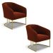 Kit 2 Poltronas Stella Bouclê Terra Base Metálica Industrial Dourado - D'Rossi