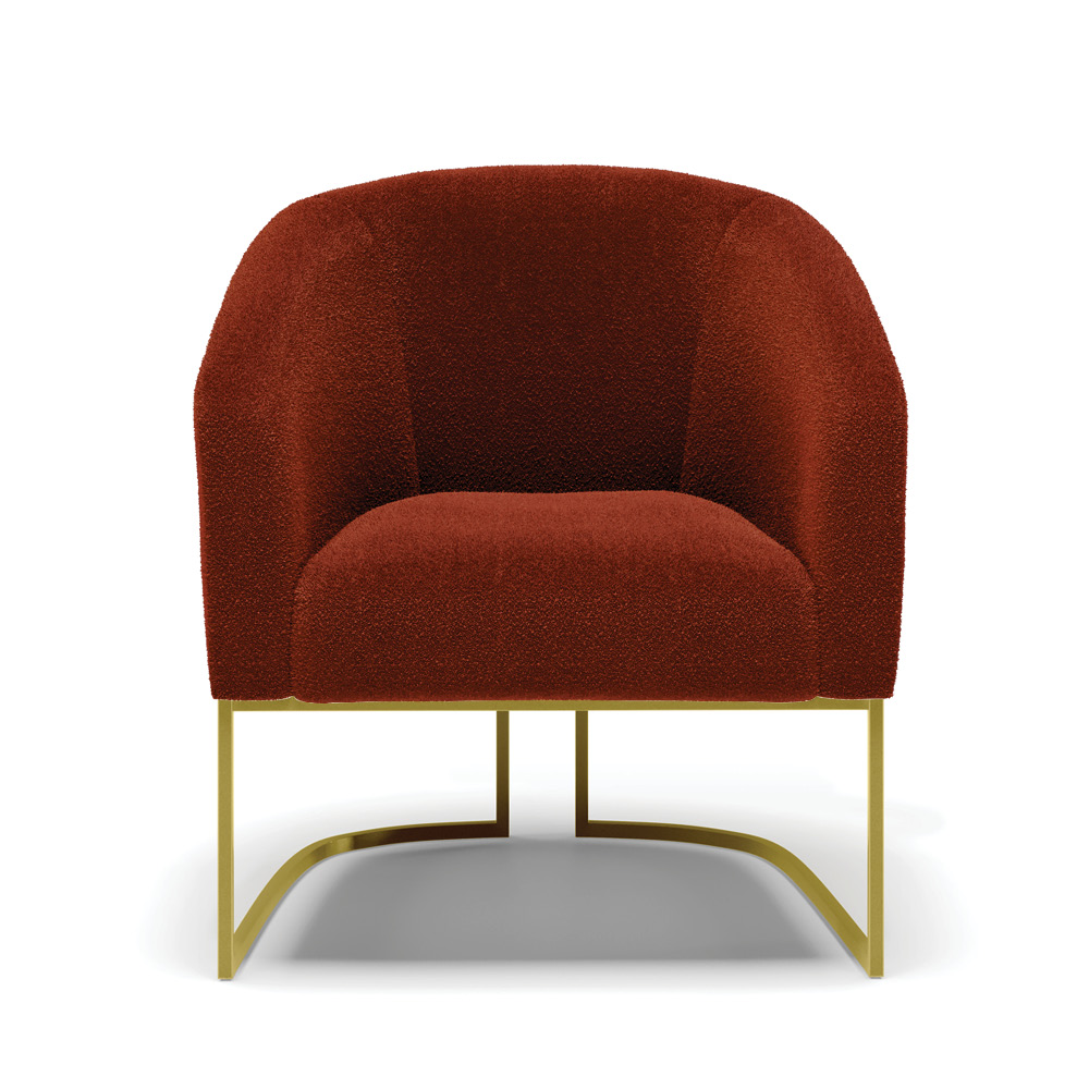 Kit 2 Poltronas Stella Bouclê Terra Base Metálica Industrial Dourado - D'Rossi