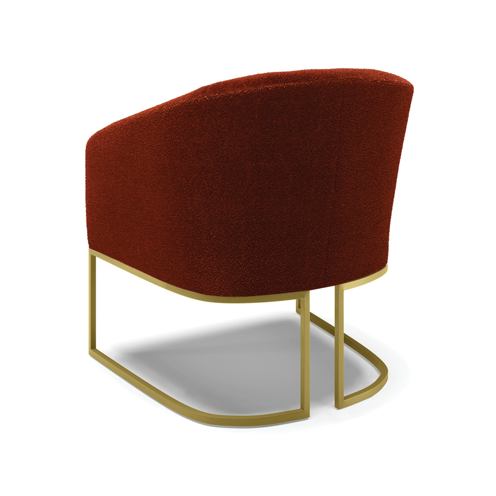 Kit 2 Poltronas Stella Bouclê Terra Base Metálica Industrial Dourado - D'Rossi