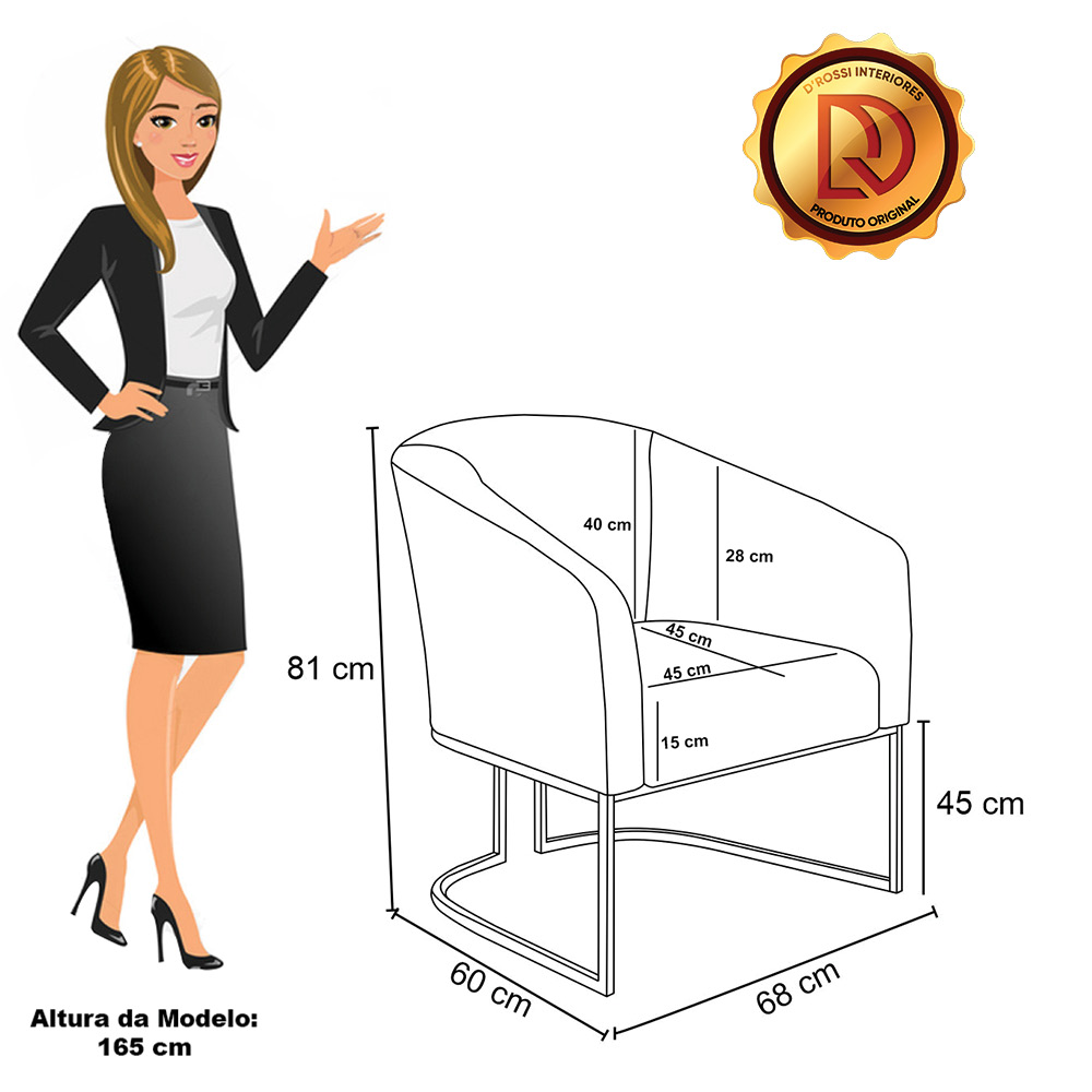Kit 2 Poltronas Stella Bouclê Terra Base Metálica Industrial Dourado - D'Rossi