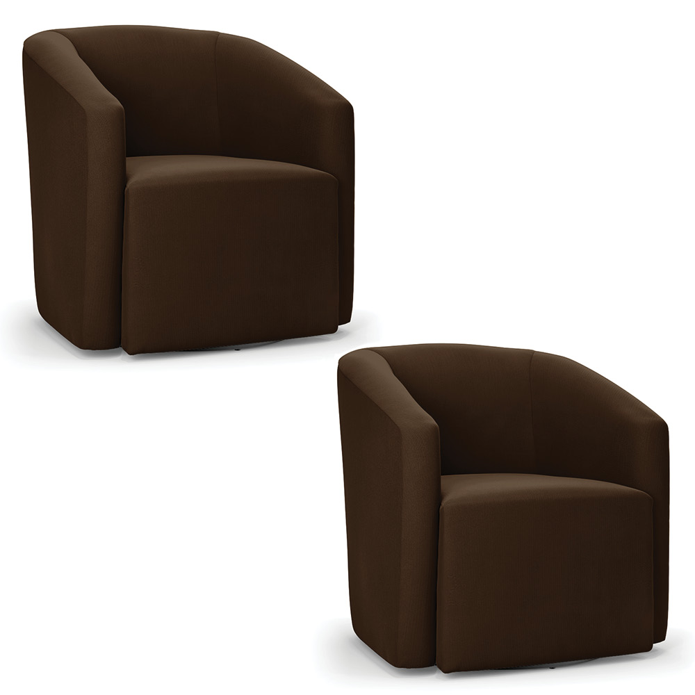 Kit 2 Poltronas Stella Max Suede Marrom Base Giratória - D'Rossi