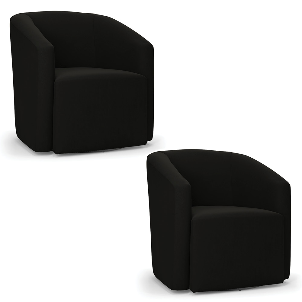 Kit 2 Poltronas Stella Max Suede Preto Base Giratória - D'Rossi