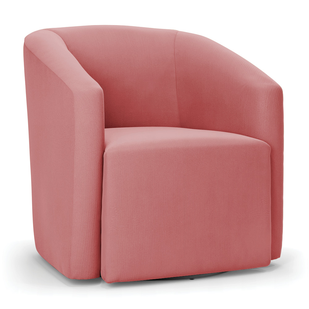 Kit 2 Poltronas Stella Max Suede Rosê Base Giratória - D'Rossi