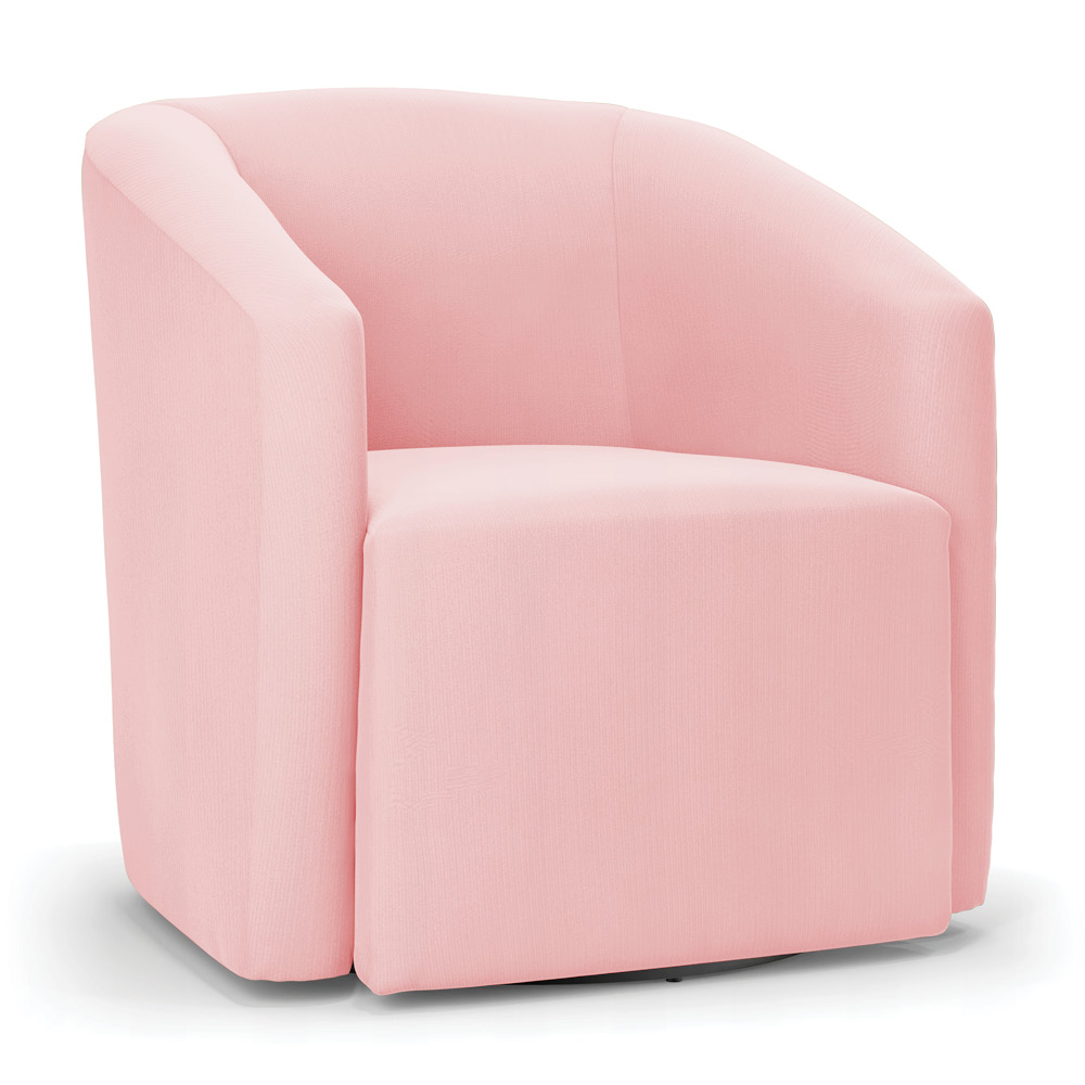 Kit 2 Poltronas Stella Max Suede Rosa Bebê Base Giratória - D'Rossi