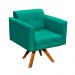 Kit 2 Poltronas com Puff Giratória Elisa Suede Verde Turquesa - D'Rossi