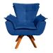 Kit Namoradeira e 01 Poltrona Giratória Opala Suede Azul Royal Base de Madeira - D'Rossi