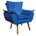 Kit Namoradeira e 01 Poltrona Giratória Opala Suede Azul Royal Base de Madeira - D'Rossi