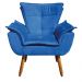 Kit Namoradeira e 01 Poltrona Giratória Opala Suede Azul Royal Base de Madeira - D'Rossi