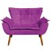 Kit Namoradeira e 01 Poltrona Giratória Opala Suede Roxo Base de Madeira - D'Rossi