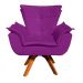 Kit Namoradeira e 01 Poltrona Giratória Opala Suede Roxo Base de Madeira - D'Rossi