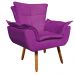Kit Namoradeira e 01 Poltrona Giratória Opala Suede Roxo Base de Madeira - D'Rossi