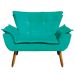 Kit Namoradeira e 01 Poltrona Giratória Opala Suede Verde Turquesa Base de Madeira - D'Rossi