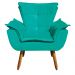 Kit Namoradeira e 01 Poltrona Giratória Opala Suede Verde Turquesa Base de Madeira - D'Rossi
