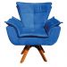 Kit Namoradeira e 02 Poltronas Giratória Opala Suede Azul Royal Base de Madeira - D'Rossi