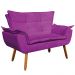 Kit Namoradeira e 02 Poltronas Giratória Opala Suede Roxo Base de Madeira - D'Rossi