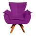 Kit Namoradeira e 02 Poltronas Giratória Opala Suede Roxo Base de Madeira - D'Rossi