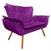 Kit Namoradeira e 02 Poltronas Giratória Opala Suede Roxo Base de Madeira - D'Rossi