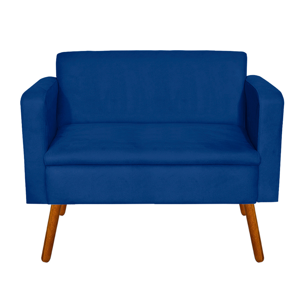 Kit Sofá Namoradeira e 01 Poltrona Giratória Emília Suede Azul Royal - D'Rossi