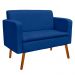 Kit Sofá Namoradeira e 01 Poltrona Giratória Emília Suede Azul Royal - D'Rossi