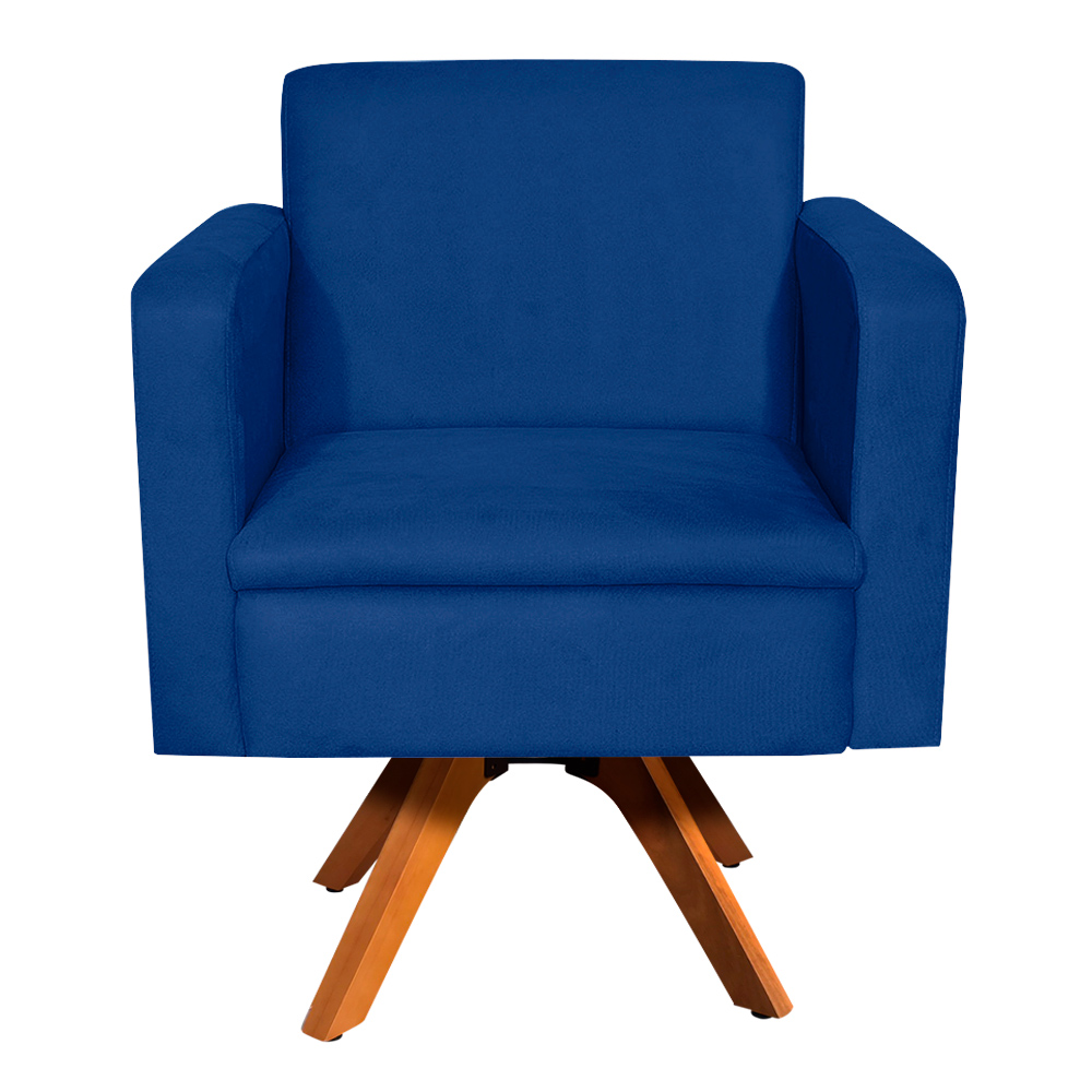 Kit Sofá Namoradeira e 01 Poltrona Giratória Emília Suede Azul Royal - D'Rossi