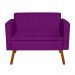 Kit Sofá Namoradeira e 01 Poltrona Giratória Emília Suede Roxo - D'Rossi