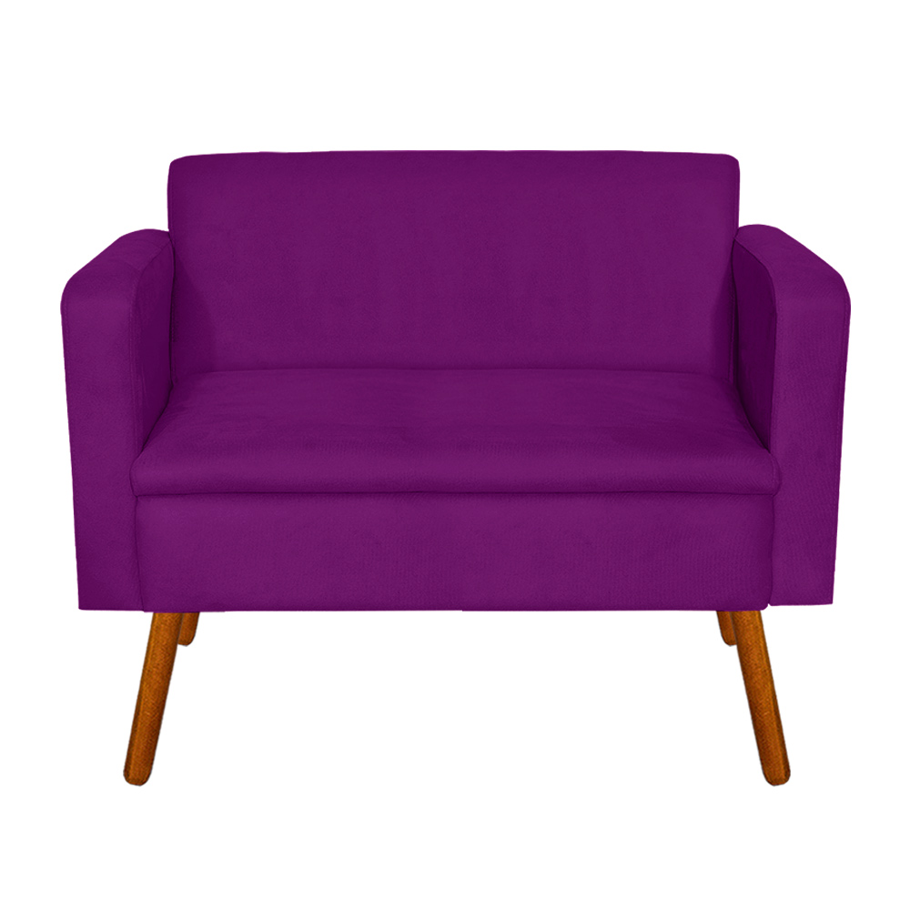 Kit Sofá Namoradeira e 01 Poltrona Giratória Emília Suede Roxo - D'Rossi