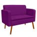 Kit Sofá Namoradeira e 01 Poltrona Giratória Emília Suede Roxo - D'Rossi