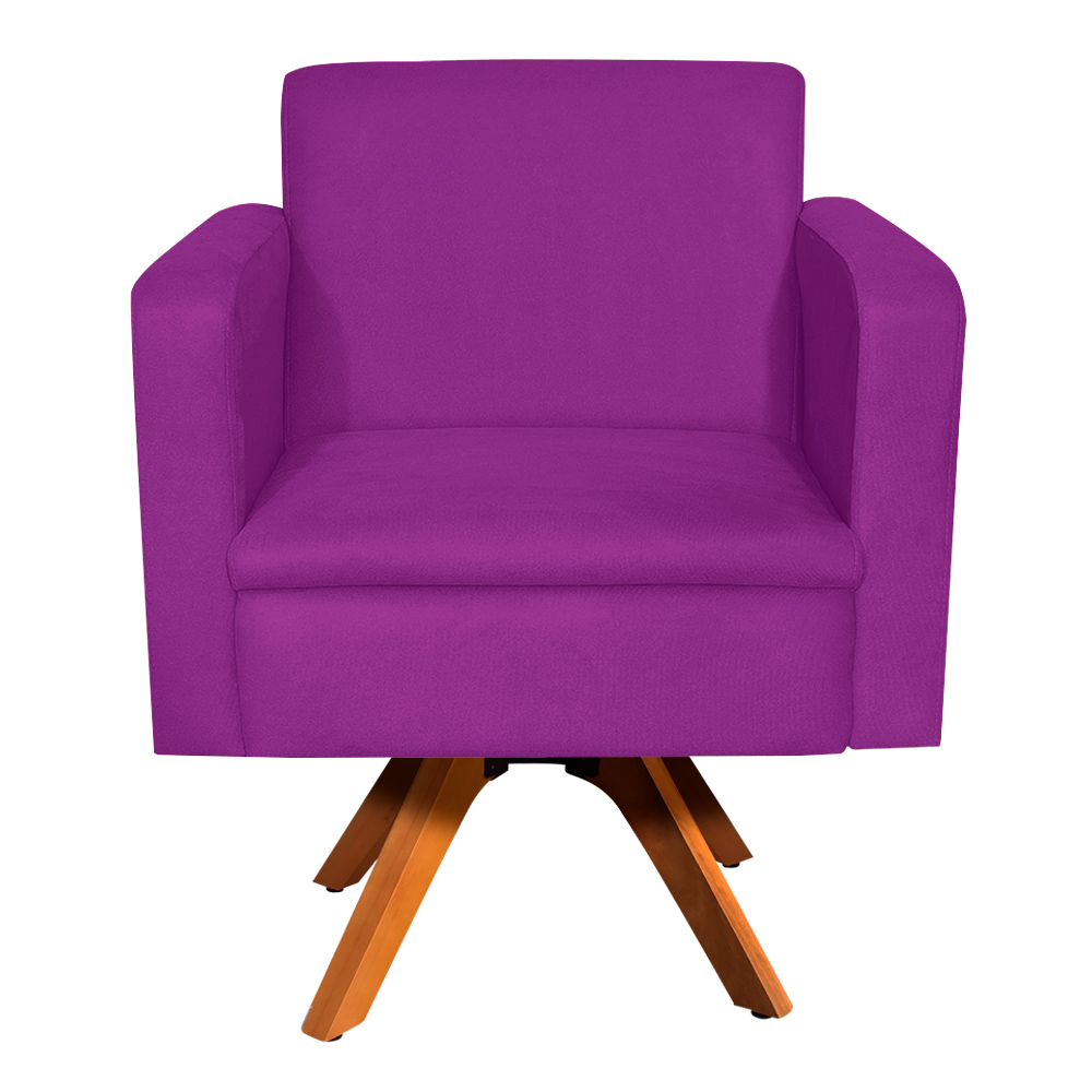 Kit Sofá Namoradeira e 01 Poltrona Giratória Emília Suede Roxo - D'Rossi