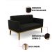 Namoradeira e Poltrona Base de Madeira Castanho Elisa Suede Preto D03 - D'Rossi