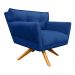 Poltrona Anitta Giratória Suede Azul Royal - D'Rossi