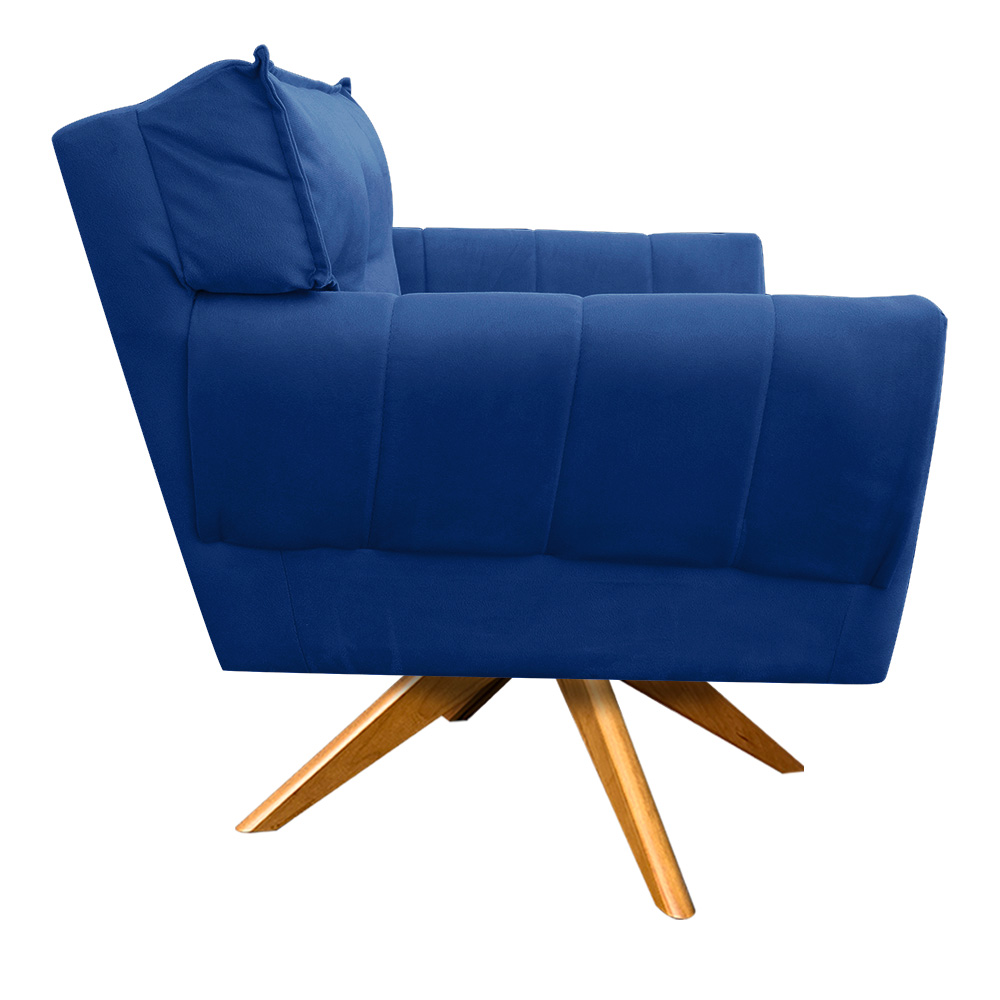 Poltrona Anitta Giratória Suede Azul Royal com Strass - D'Rossi