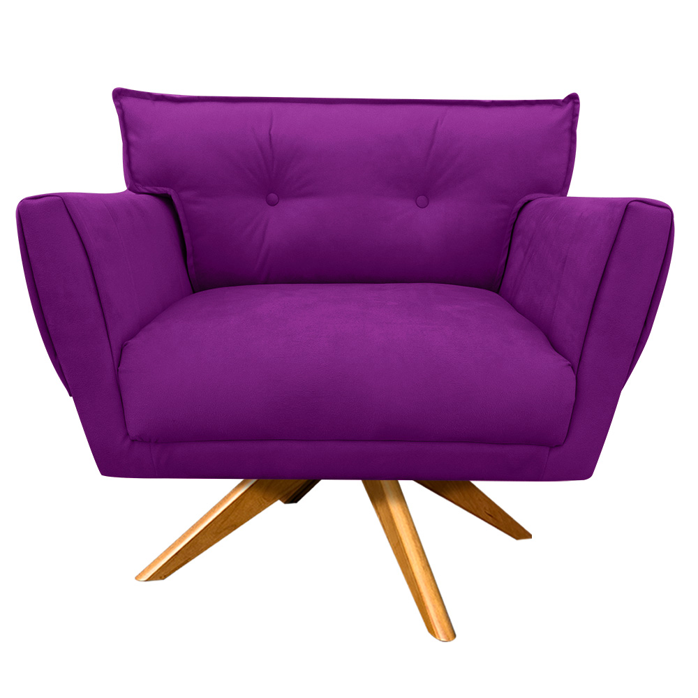 Poltrona Anitta Giratória Suede Roxo - D'Rossi
